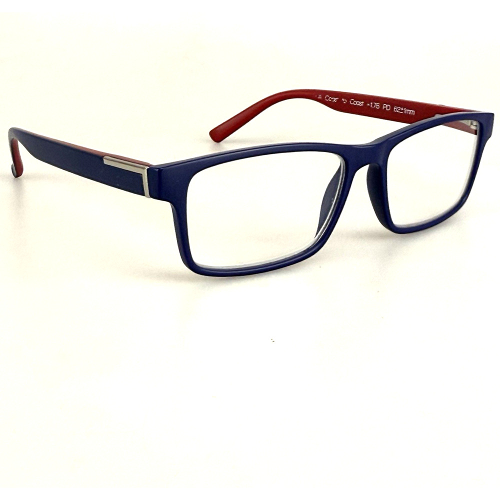 Peepers Readers Eyeglasses Coast To Coast +1.75 Blue Red Rectangular
